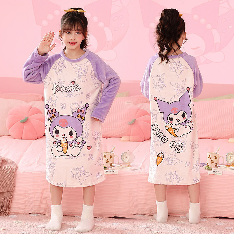 الصورة المصغرة: Sanrio Hello Kitty Kuromi Children's Pajamas Cinnamoroll My Melody Autumn Winter