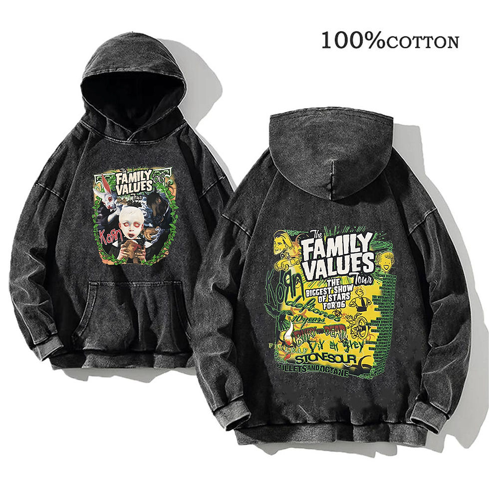 الصورة المصغرة: Korn Rock Band World Tour Hoodies Vintage Washed Men's Sweatshirts Cotton Hip Ho