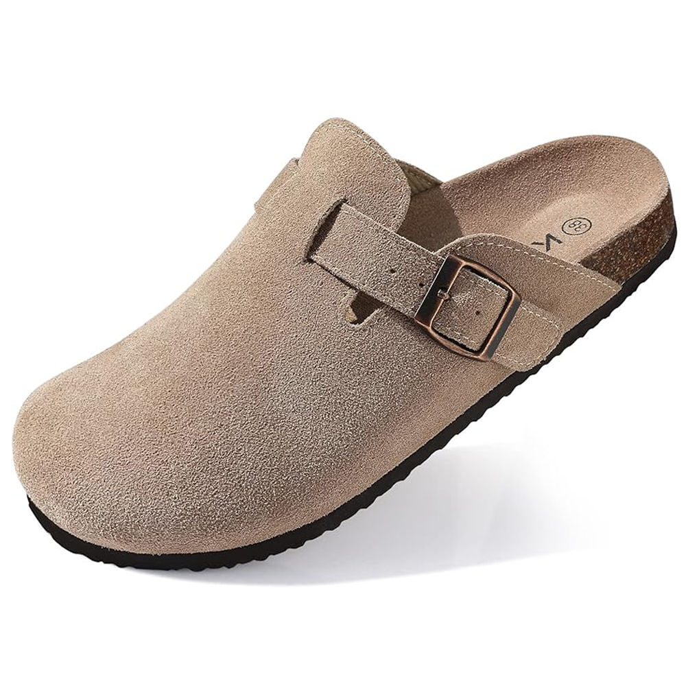 Litfun New Women Clogs For Women Fashion Cork Suede Mules Slipper Classic Cork A