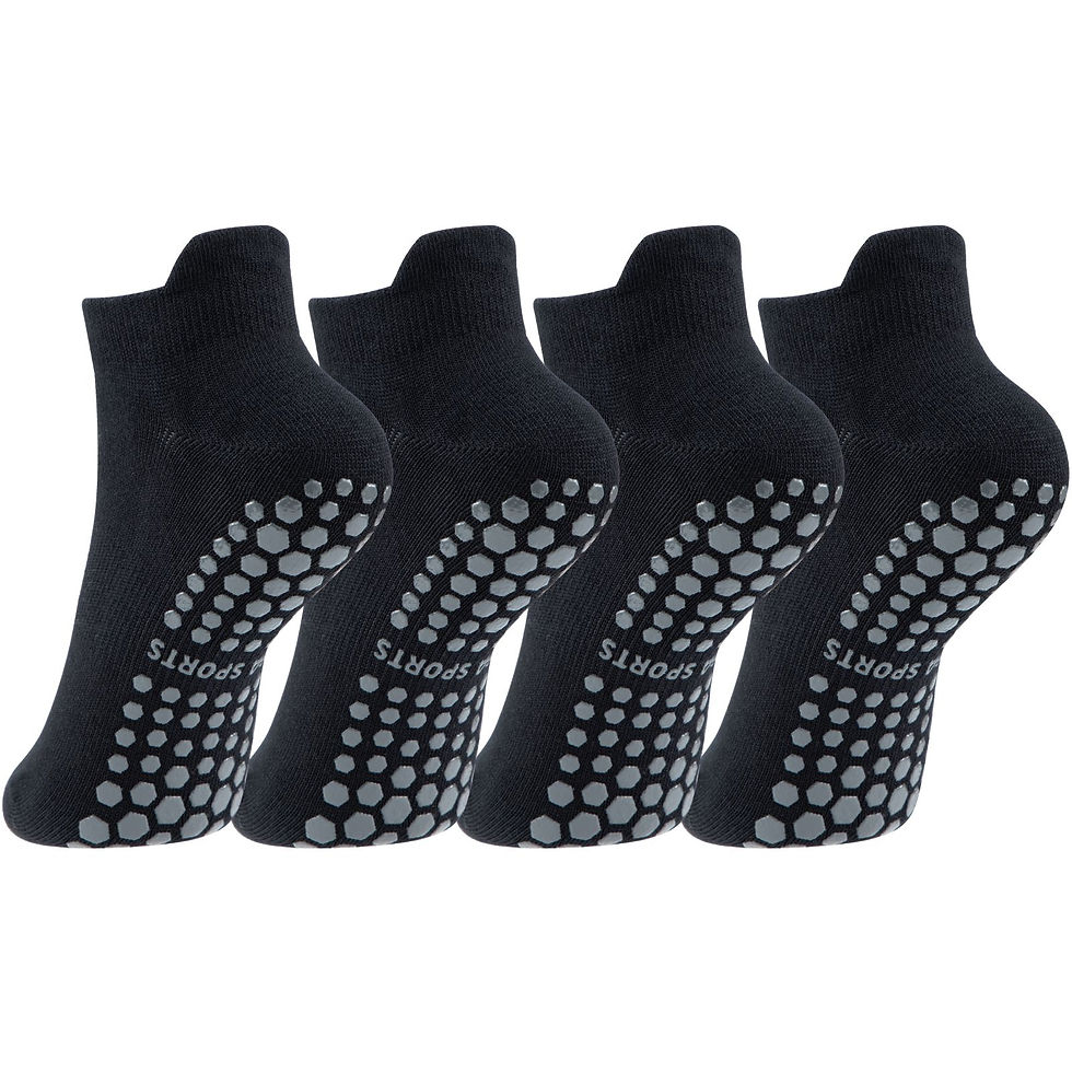 الصورة المصغرة: RMSWEETYIL 2 Pairs Pilates Yoga Ankle Socks With Grips for Women Non Slip Non Sk