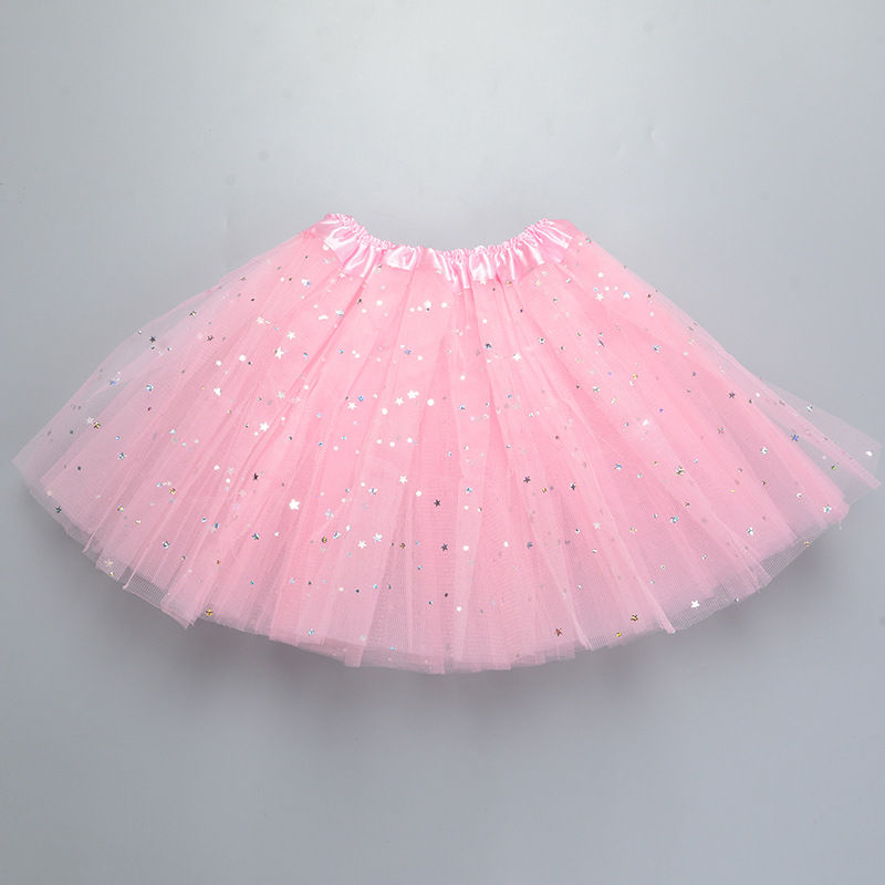 Thumbnail: Fashion Kids Baby Star Glitter Dance Tutu Skirt For Girl Sequin 3 Layers Tulle T