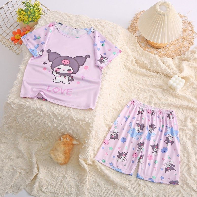 Thumbnail: Sanrios Children's Pajamas Cartoon Kuromi Short Sleeve Shorts Hello Kittys Cinna
