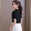 Thumbnail: Crop Blazers Women Short Sleeve Mesh Button Slim Simple Solid Vintage New Chines