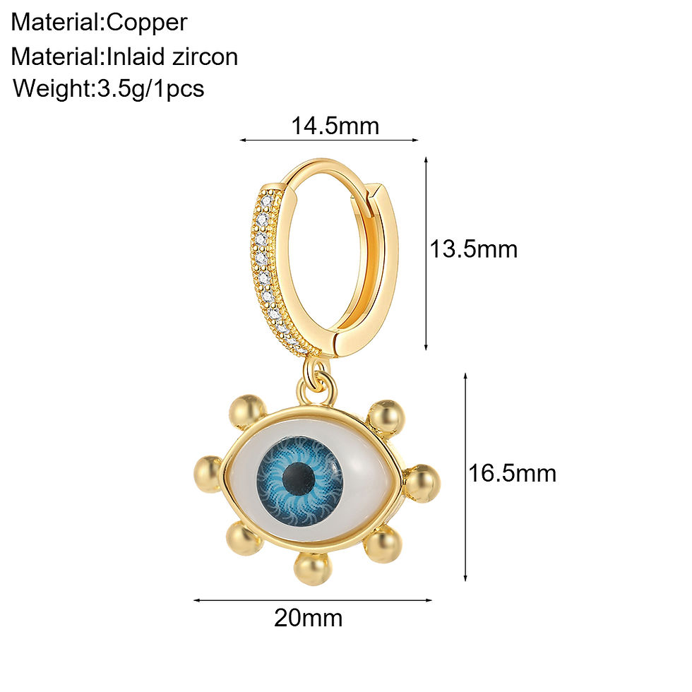 Thumbnail: Cute Heart Love Evil Blue Eye Korean Hoop Earrings for Women Gold Color New In E