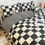 Thumbnail: Black and White Plaid Duvet Cover Set Full, Geometric Grid Bedding Set Soft Latt