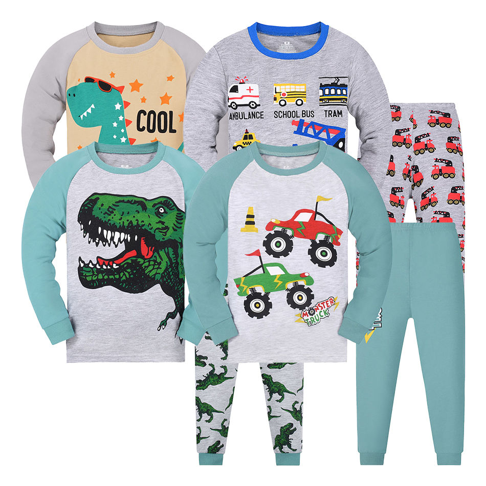 Eco Friendly Soft Touch Children Pajama Sets Unisex Animal Pattern Print Long Sl