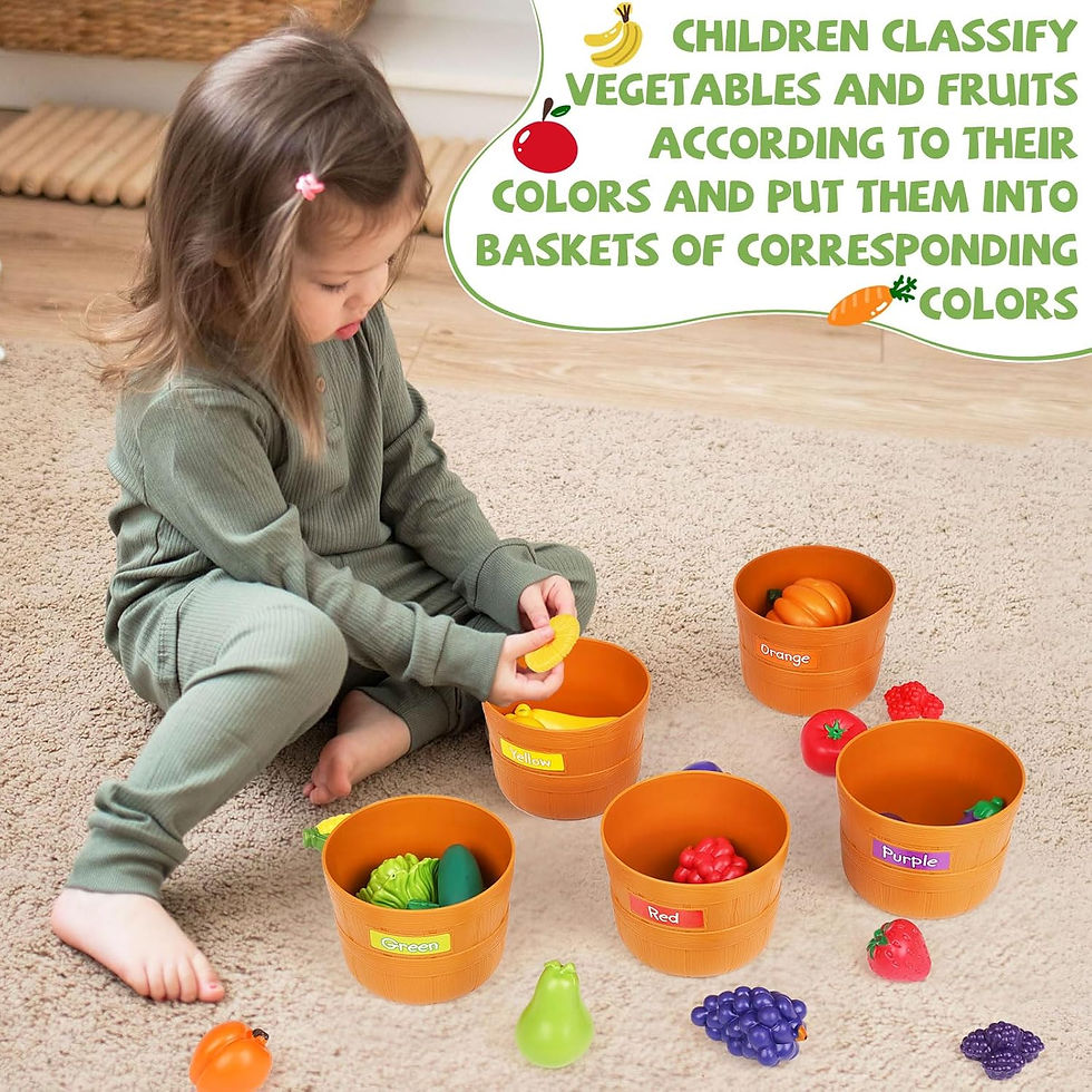 Thumbnail: 30 Pieces Color Sorting Kitchen Pretend Play Food Toy Set -Fruit&Vegetable Shape