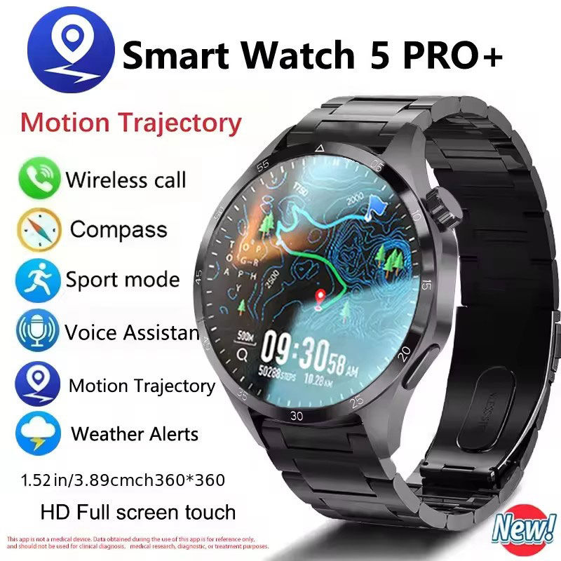 2025 New Mens Smart Watch 360 * 360 Bluetooth Call Smartwatch AMOLED Screen GPS
