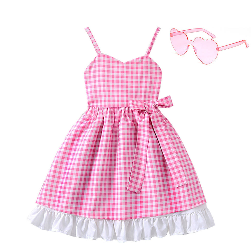 الصورة المصغرة: Summer Barbi Dress for Kids Girl Rose Pink Plaid Casual Dresses 2-10Y Children C