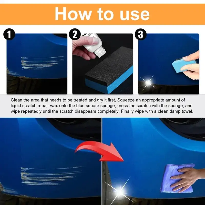 الصورة المصغرة: Car Scratch Remover Polishing Paste With Sponge Car Body Paint Care Remove Scrat
