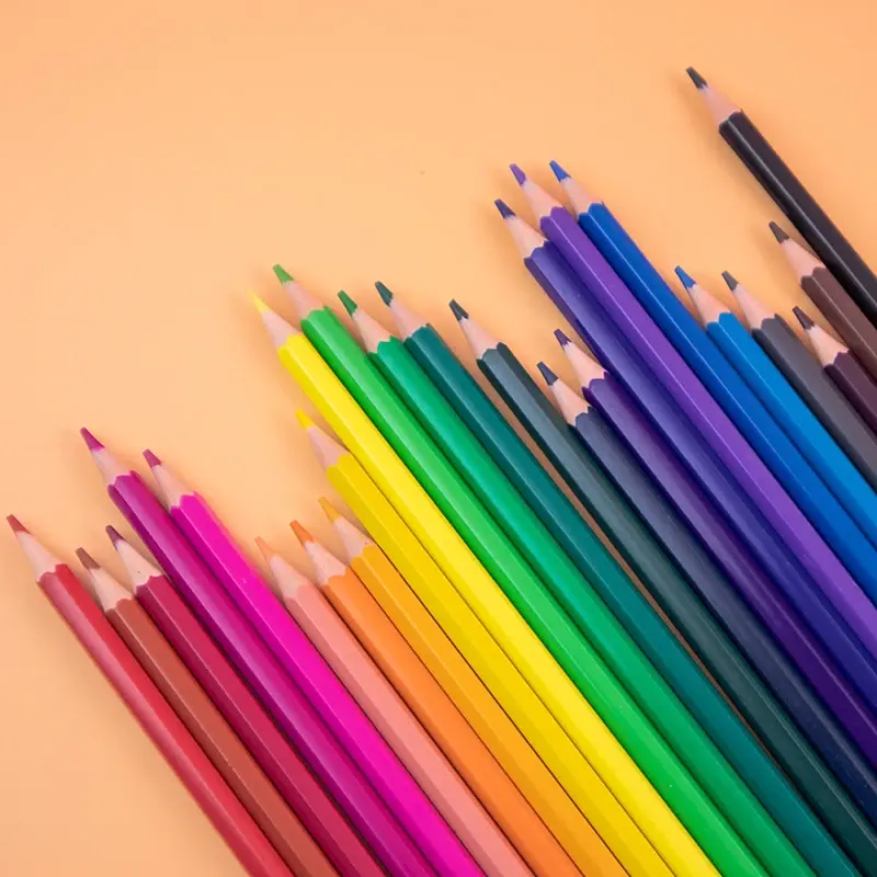 الصورة المصغرة: Pretty Barrel 24 Color Pencils Crayons Set for Kids Kawaii Stationery Drawing Co