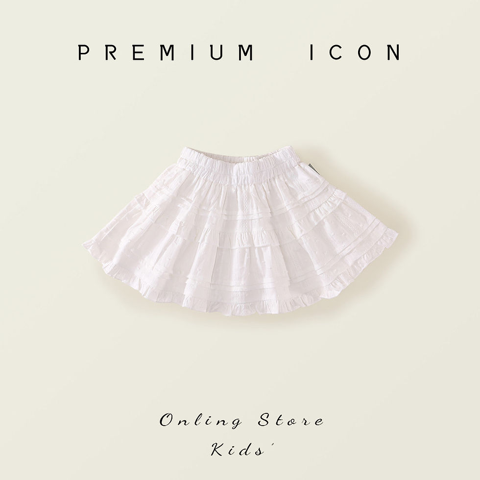 Thumbnail: 2025 Spring/Summer New Arrival Girls' White Cake Puff Skirt with Embroidered Hem