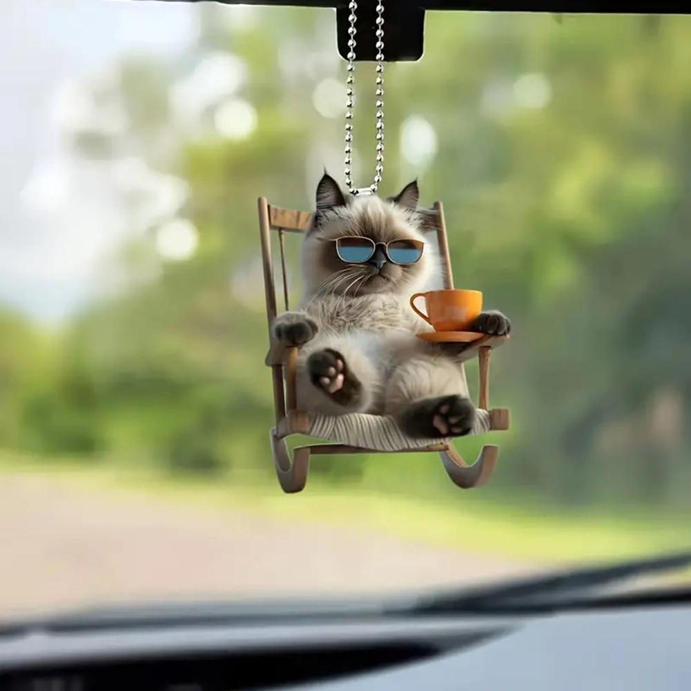 2D Acrylic Car Pendant Universal Auto Rearview Mirror Interior Decoration Dog/ca