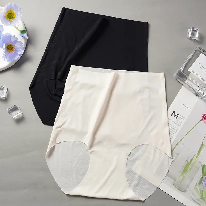 الصورة المصغرة: High Waist Ice Silk Seamless Underwear Ladies Summer Ultra-thin Sense Quick-dryi