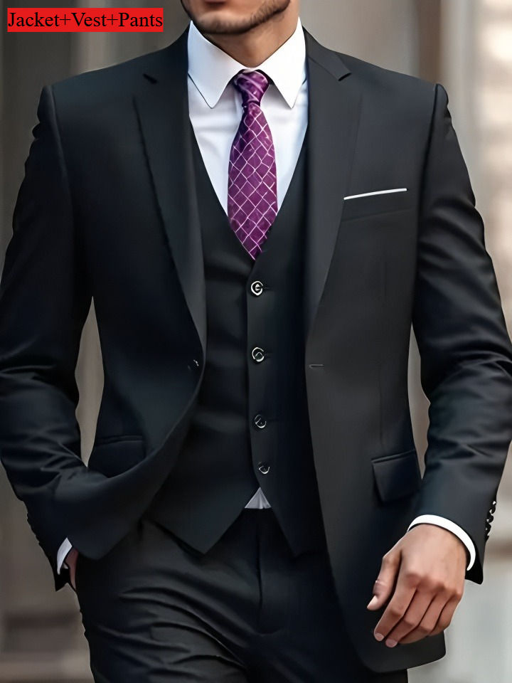 Thumbnail: Elegant Men's Suit Sets- Slim Fit Tuxedo Set for Weddings & Formal Occasions, Bl