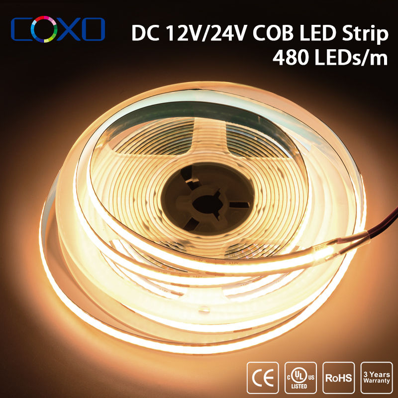 الصورة المصغرة: UL Listed COB LED Strip Light 320 480 LEDs/m 16.4ft High Density Flexible Tape R