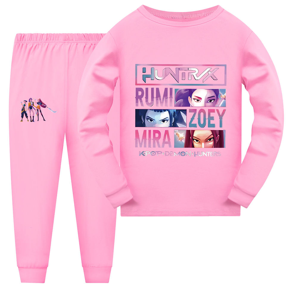 الصورة المصغرة: Hot KPop Demon Hunters Huntrix T Shirt sets Kids Pyjamas Boys Long Sleeve Sleepw