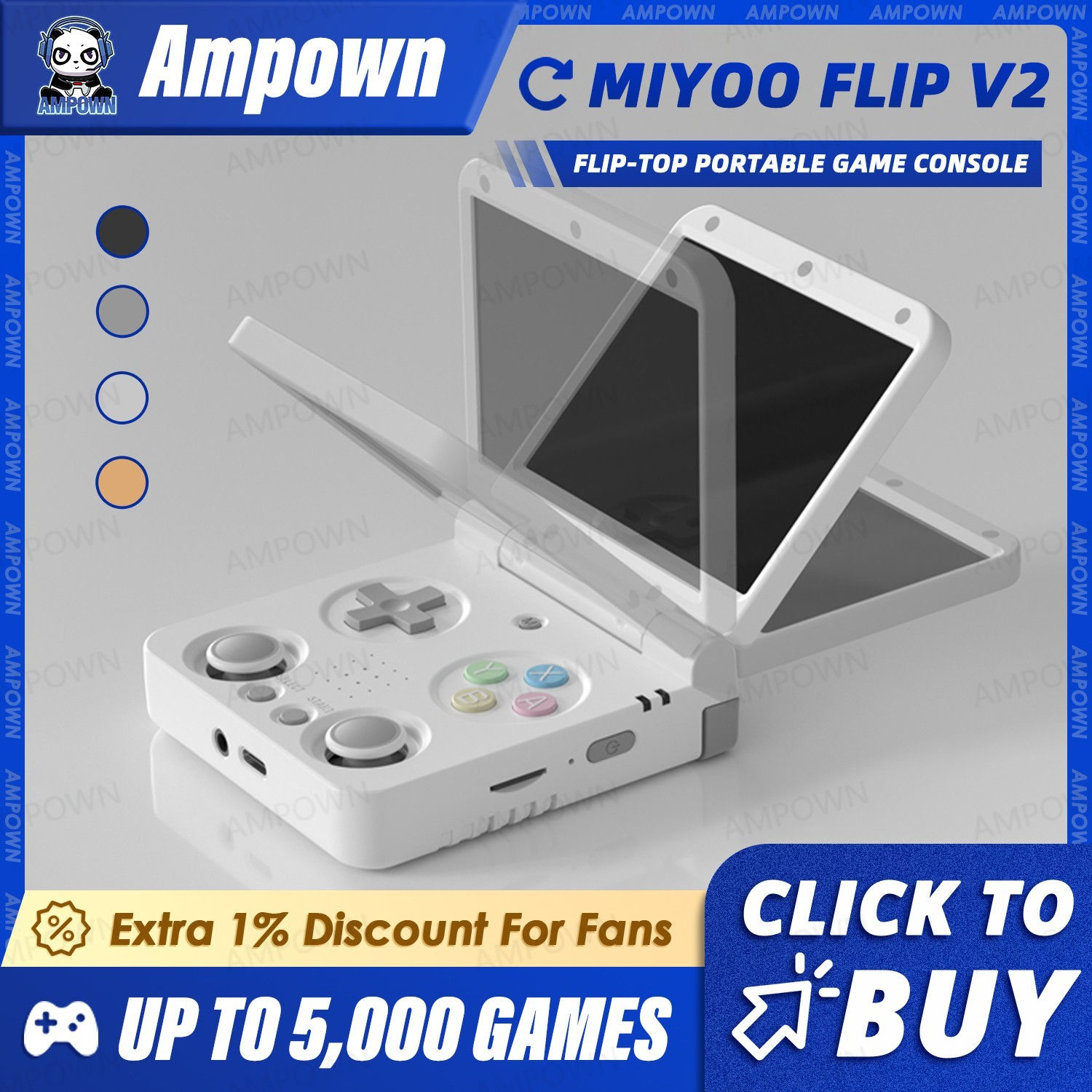 MIYOO Flip Handheld Game Players 3.5'' IPS Screen Linux System Onion OS Video Ga