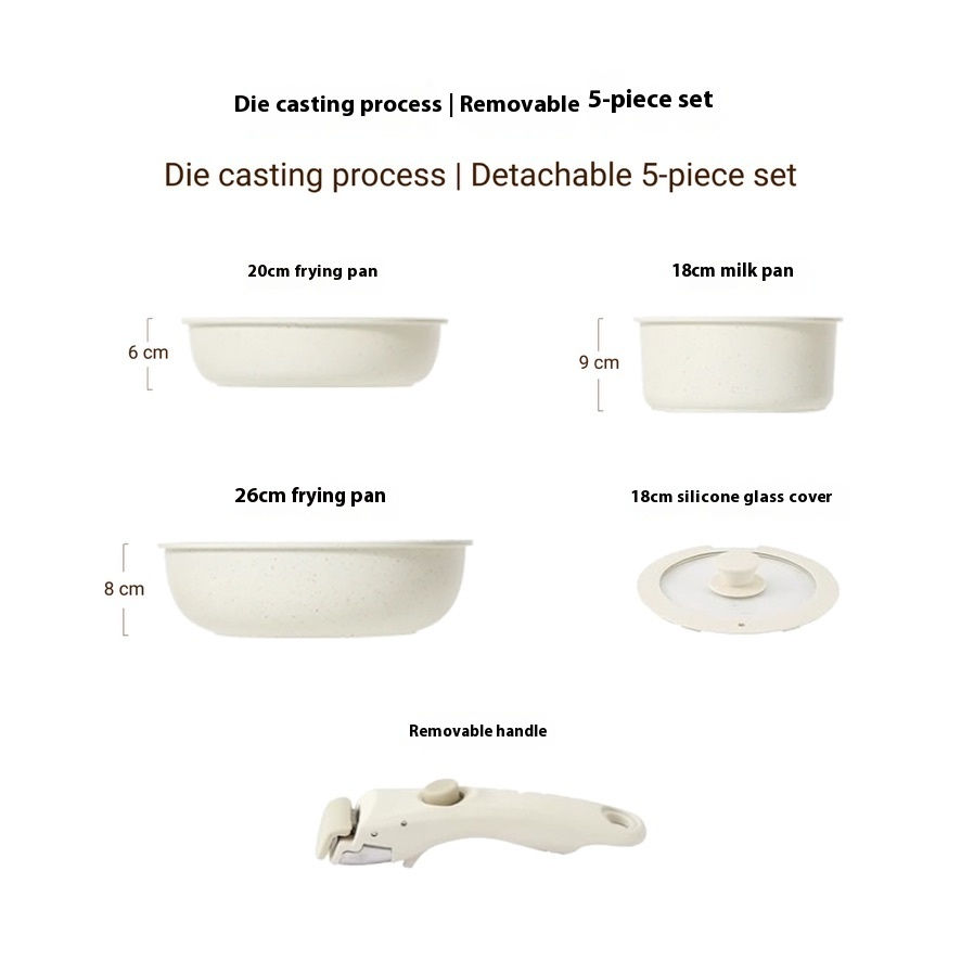 Thumbnail: Removable handle kitchen cookware set, non-stick pan, pan frying pan carrot set 