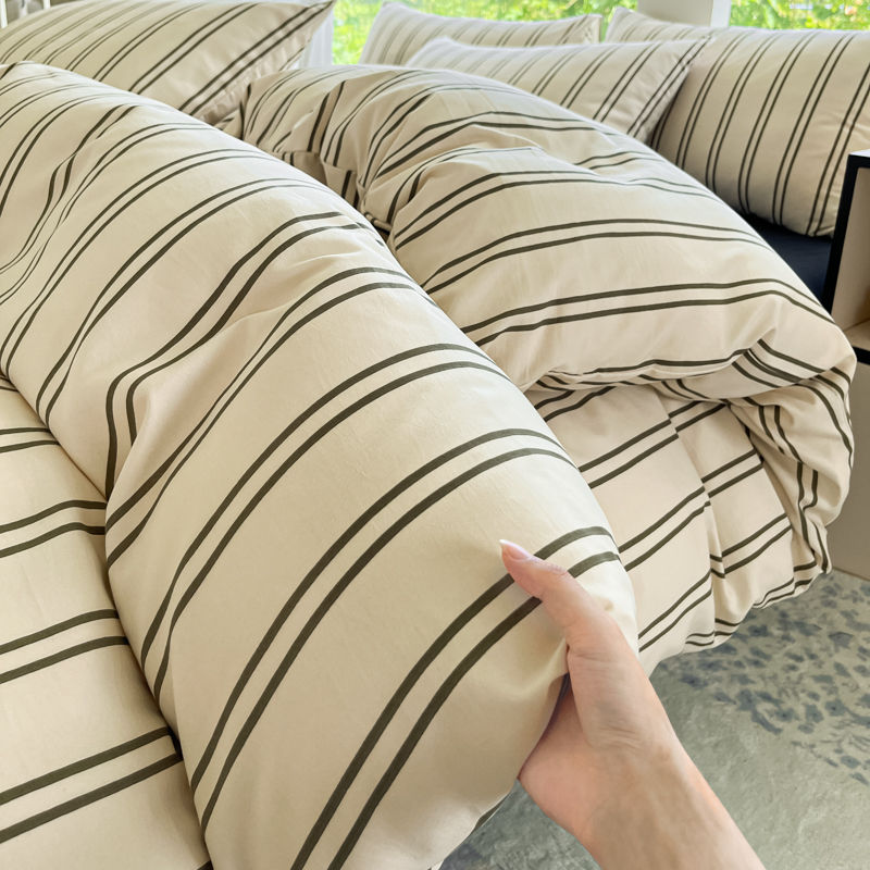 Thumbnail: Striped Bedding Set Korean Style Duvet Cover Set Flat Sheets Set Single Twin Dou