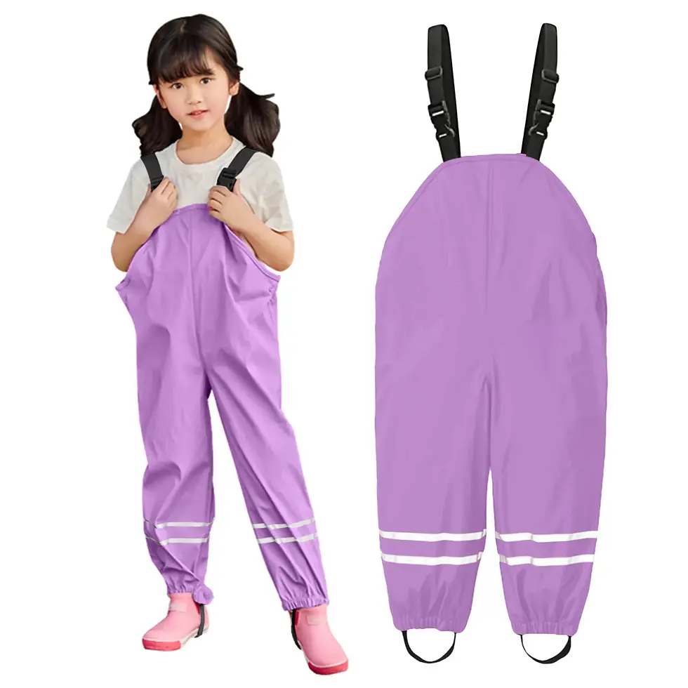 الصورة المصغرة: Children Waterproof Rain Pants Toddler Kids Boys Girls Rain Dungarees Windproof 