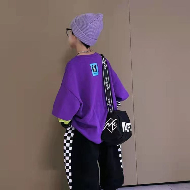 الصورة المصغرة: Fake Two Piece T Shirt Kids Korean Clothes Boys Wear Cartoon Children's Fashion 