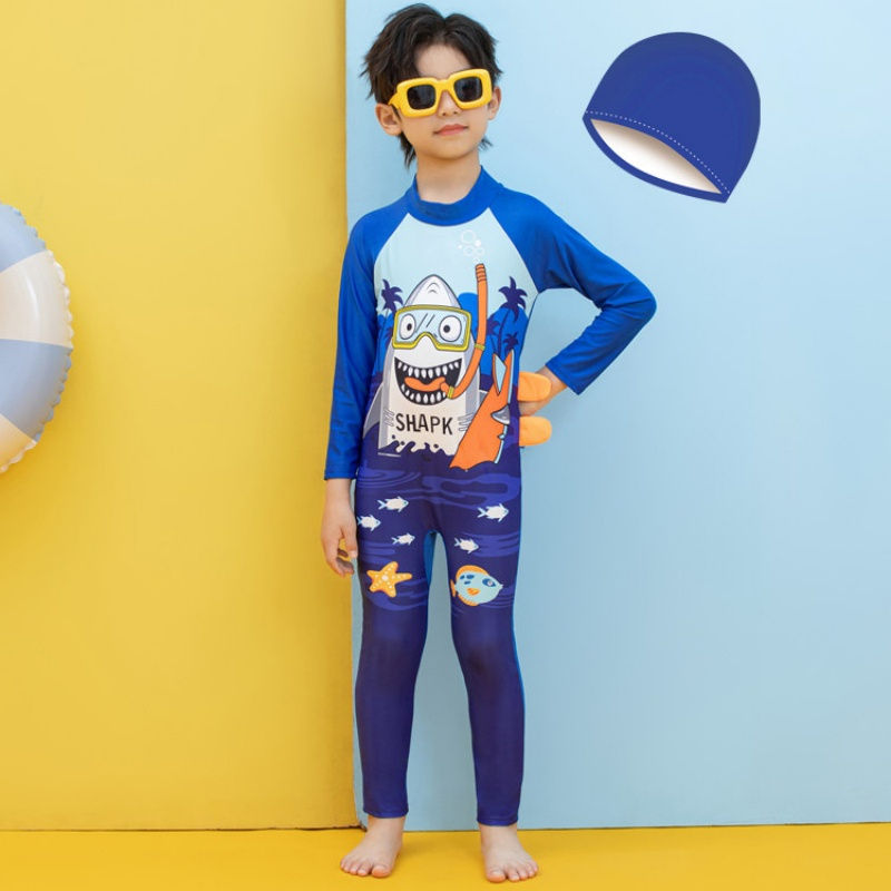 الصورة المصغرة: Three-Piece Children's One-Piece Long-Sleeved Swimsuit Suit for 3-11 Years Old B