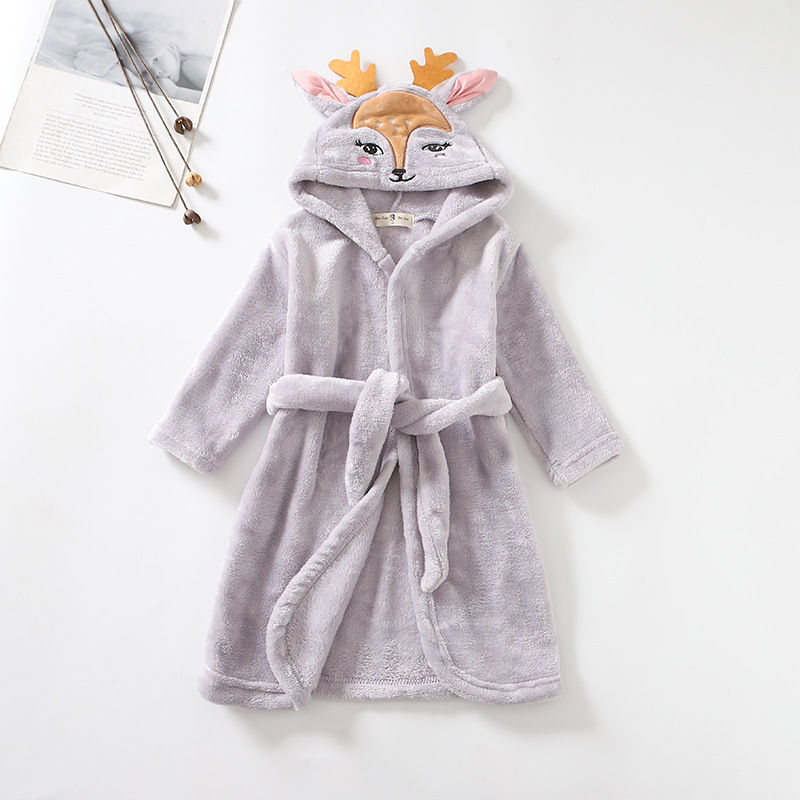Thumbnail: Soft Children Flannel Pajamas New Boys Star Robe Autumn Winter Kids Bathrobe Bab