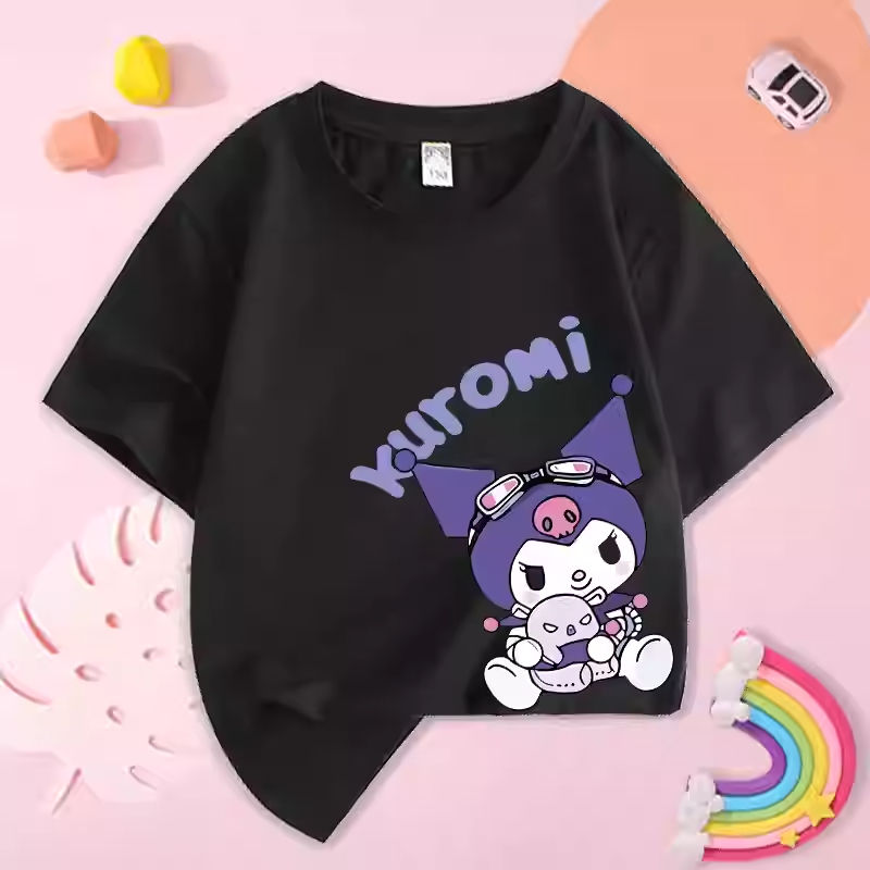 الصورة المصغرة: 2025 Summer New Kuromi Fashion Printed Short Sleeve Tshirt Made of Pure Cotton a