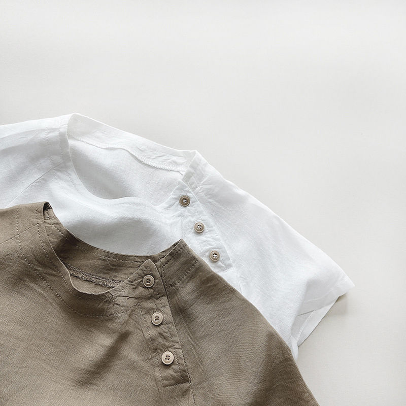 الصورة المصغرة: Spring Summer Children T-Shirts 1-8Y Boys Button Casual Short Sleeve T Shirts Ko