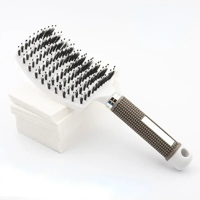 Thumbnail: Women Hair Scalp Massage Comb Bristle Nylon Hairbrush Wet Curly Detangle Hair Br