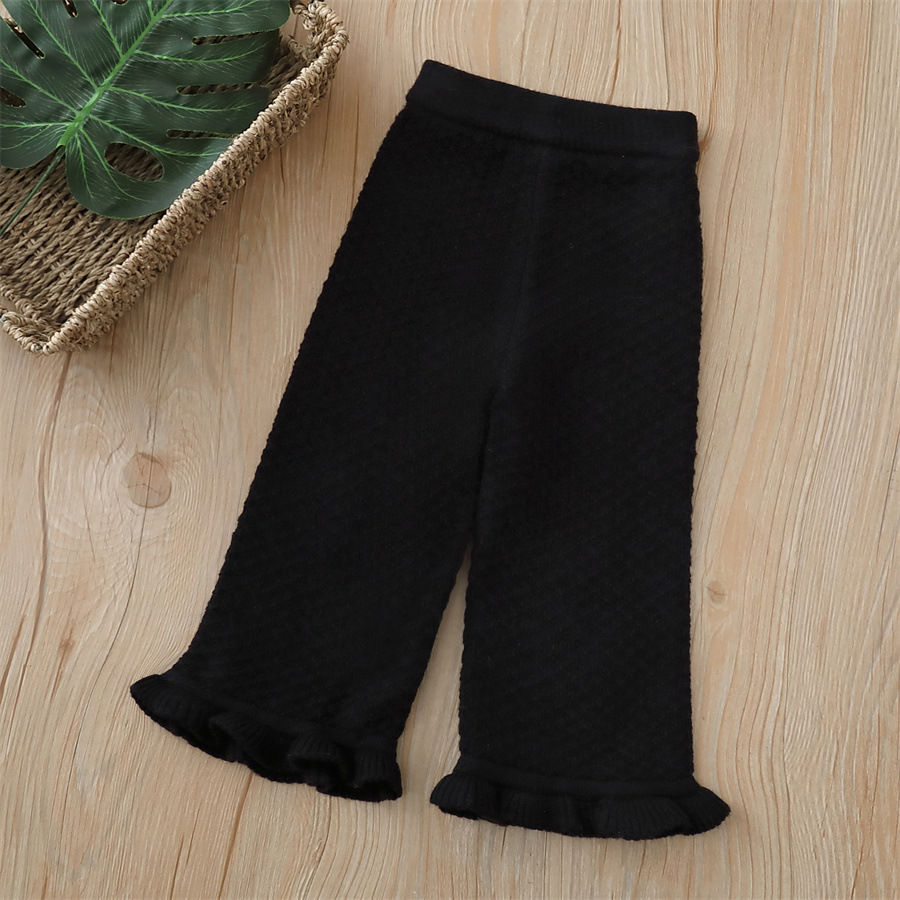 الصورة المصغرة: Winter Kids Knit Pants Wide Leg Woolen Trousers Girls Clothes Warm Cozy Loose Fi