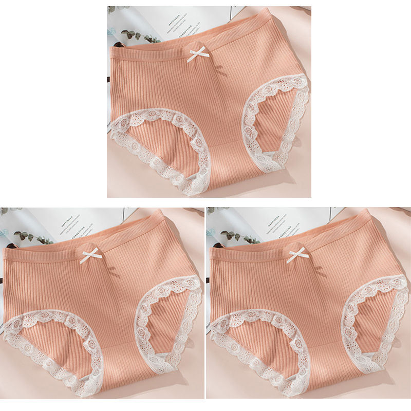 الصورة المصغرة: 3pcs Cotton Women Panties Females High Waist Underwears Girls Large Size Fashion