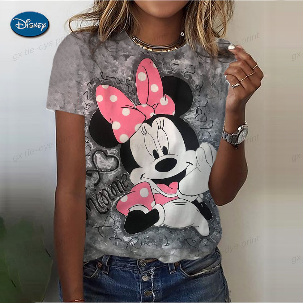 الصورة المصغرة: Cute Women's Mickey Mouse Printed T-shirt Summer Men Shirt Fashion Ladies Blouse