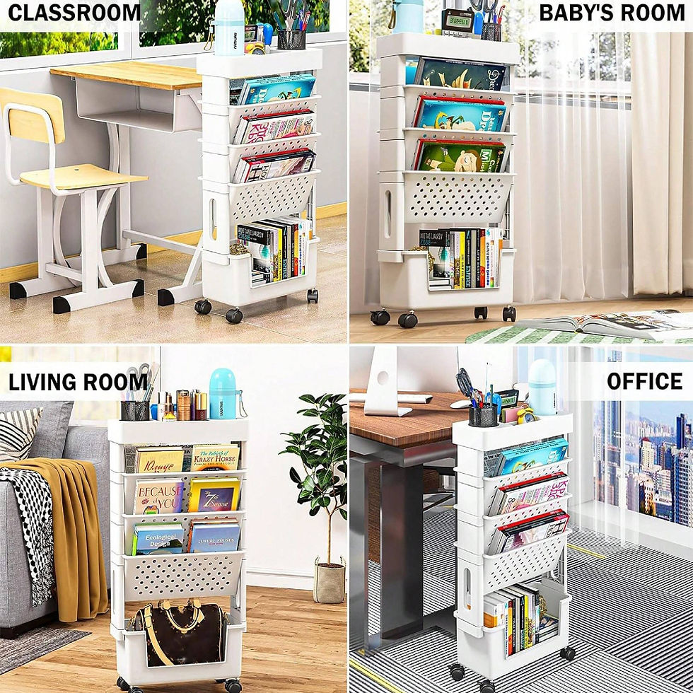 Thumbnail: 1pc 5 Tier Book Rack Storage Bookshelf, Multilayer Capacity Rotatable Removable 