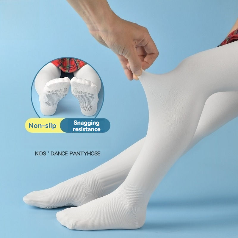 الصورة المصغرة: Kids' Dance Tights, Professional for Practice, Anti-slip, White & Flesh Tone, Ve