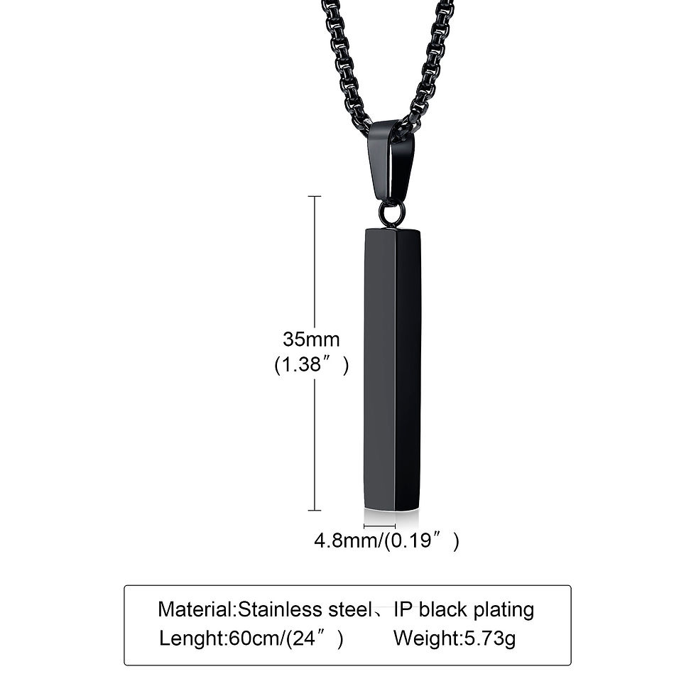 Thumbnail: Waterproof Pillar Necklaces for Men Women,Stainless Steel Rectangle Vertical Bar
