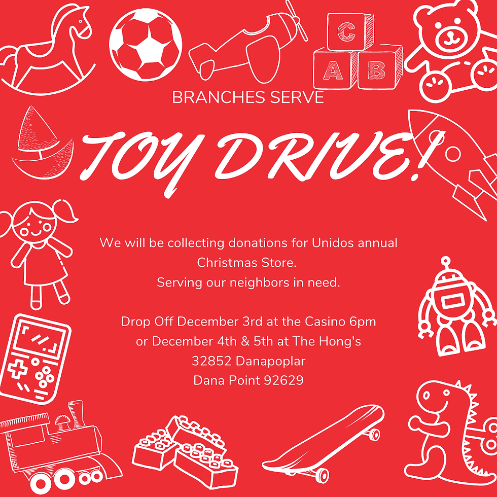 Branches Serve: Toy Drive December 4th & 5th