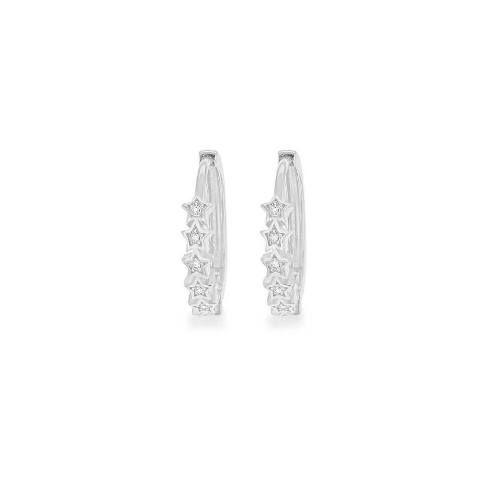 Miniaturbild: Sterling Silber Sterne Huggie Creolen