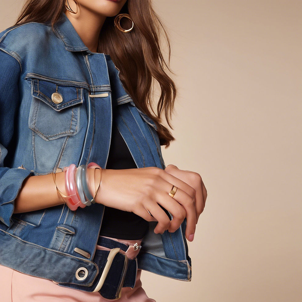 CASUAL WEAR DRESSED GIRL WITH PAIR OF CHUNKY ACRYLIC BANGLES