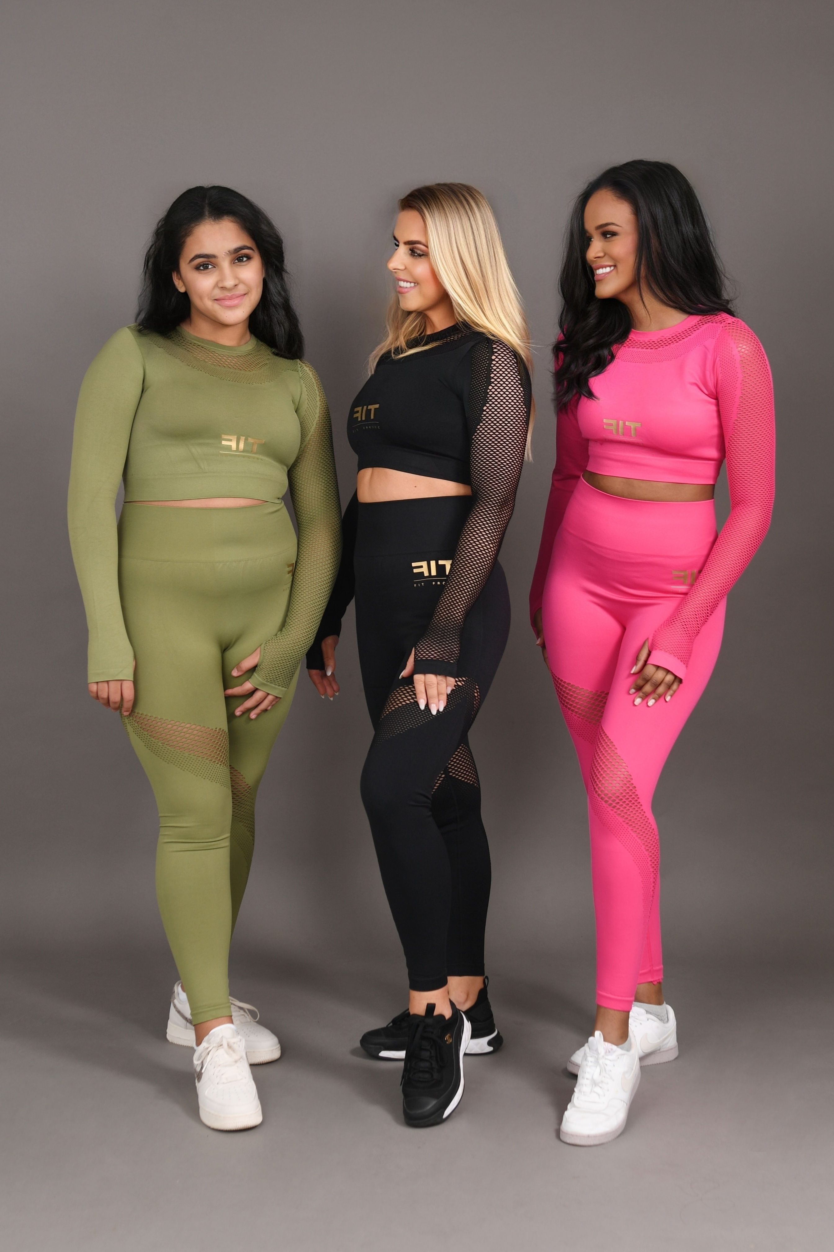 Khaki Mesh Seamless 3 pieces SET