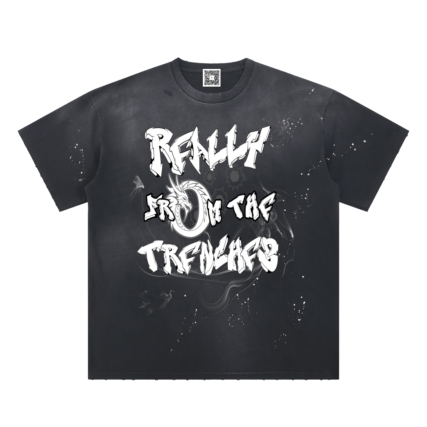 Resilient Gang Trenches Hand-Frayed Sunfade Paint Splatter T-Shirt
