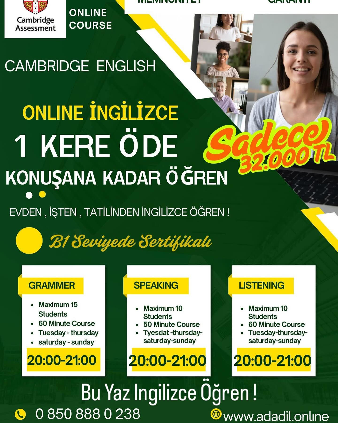 GARANTİLİ ONLINE İNGİLİZCE