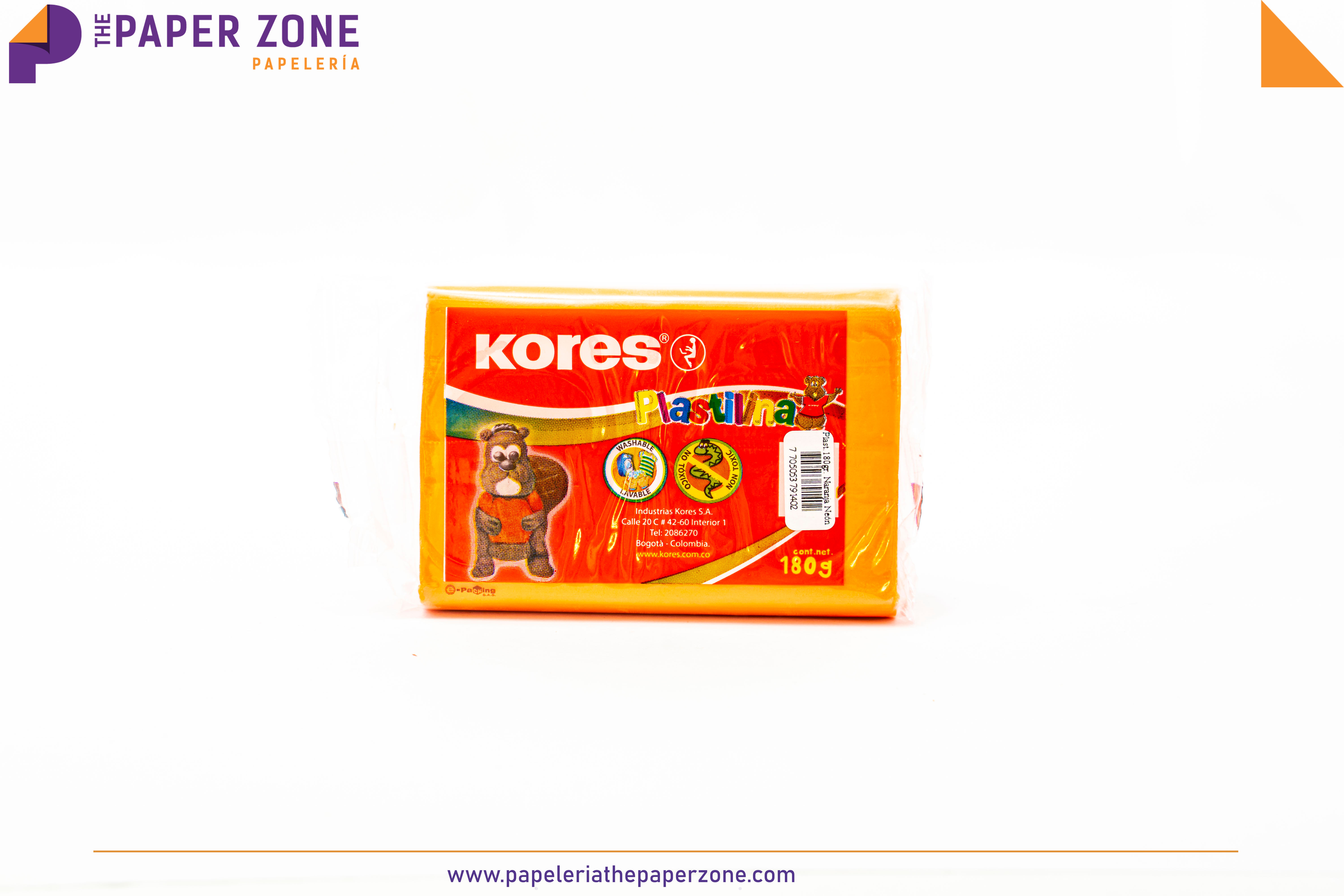 PLASTILINA KORES NARANJA NEON 180 GR