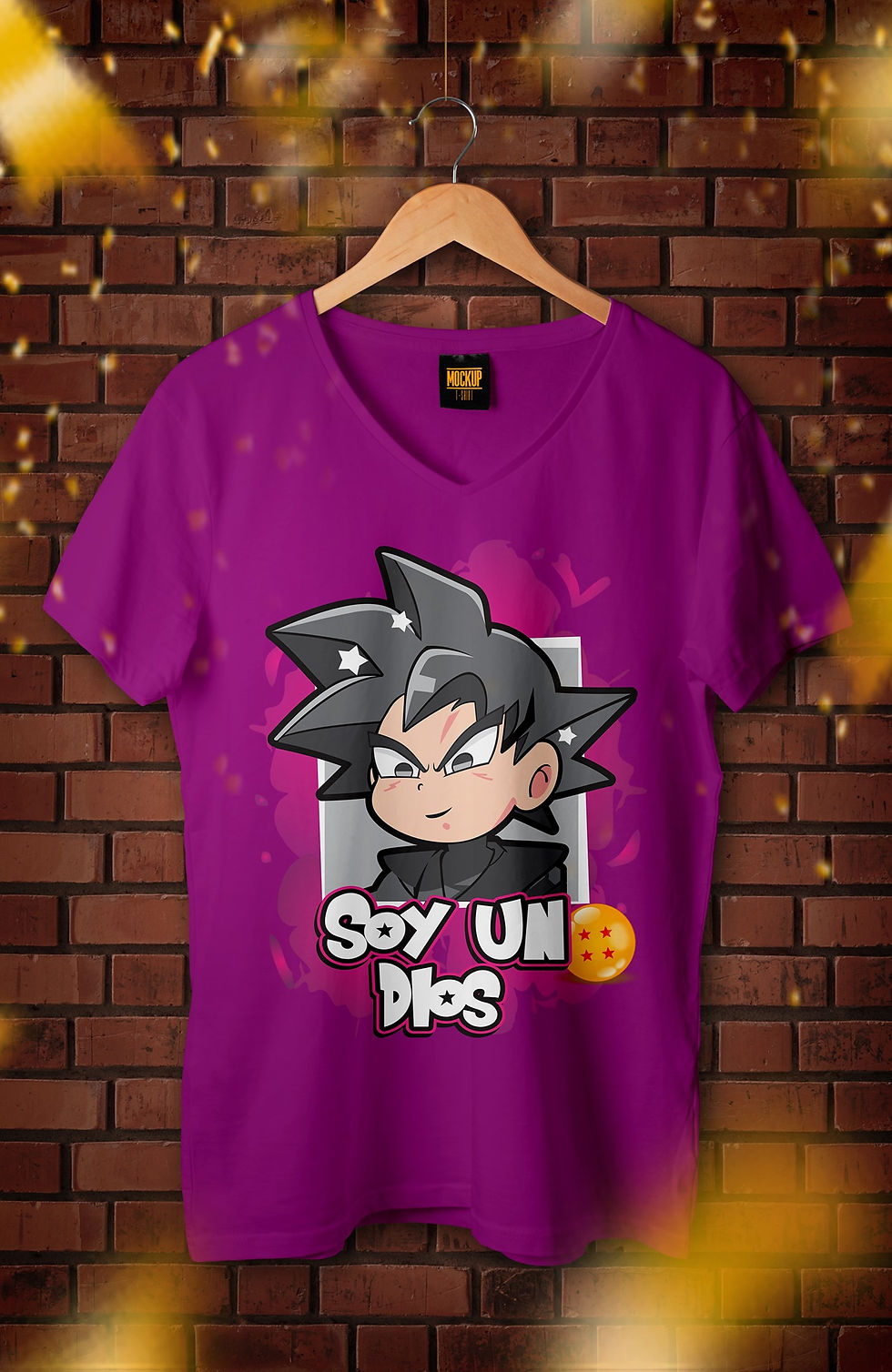 Purple T-Shirt with Goku Design: Soy un Dios