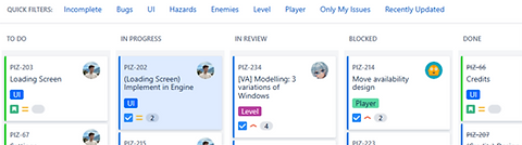 Jira board I managed with custom filters and columns