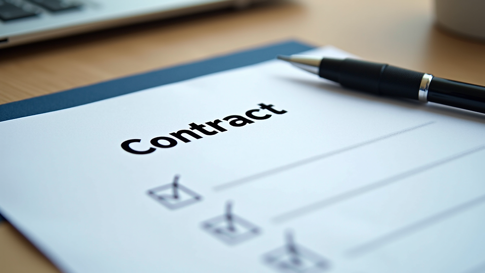 Close-up view of a cleaning company contract and checklist on a desk