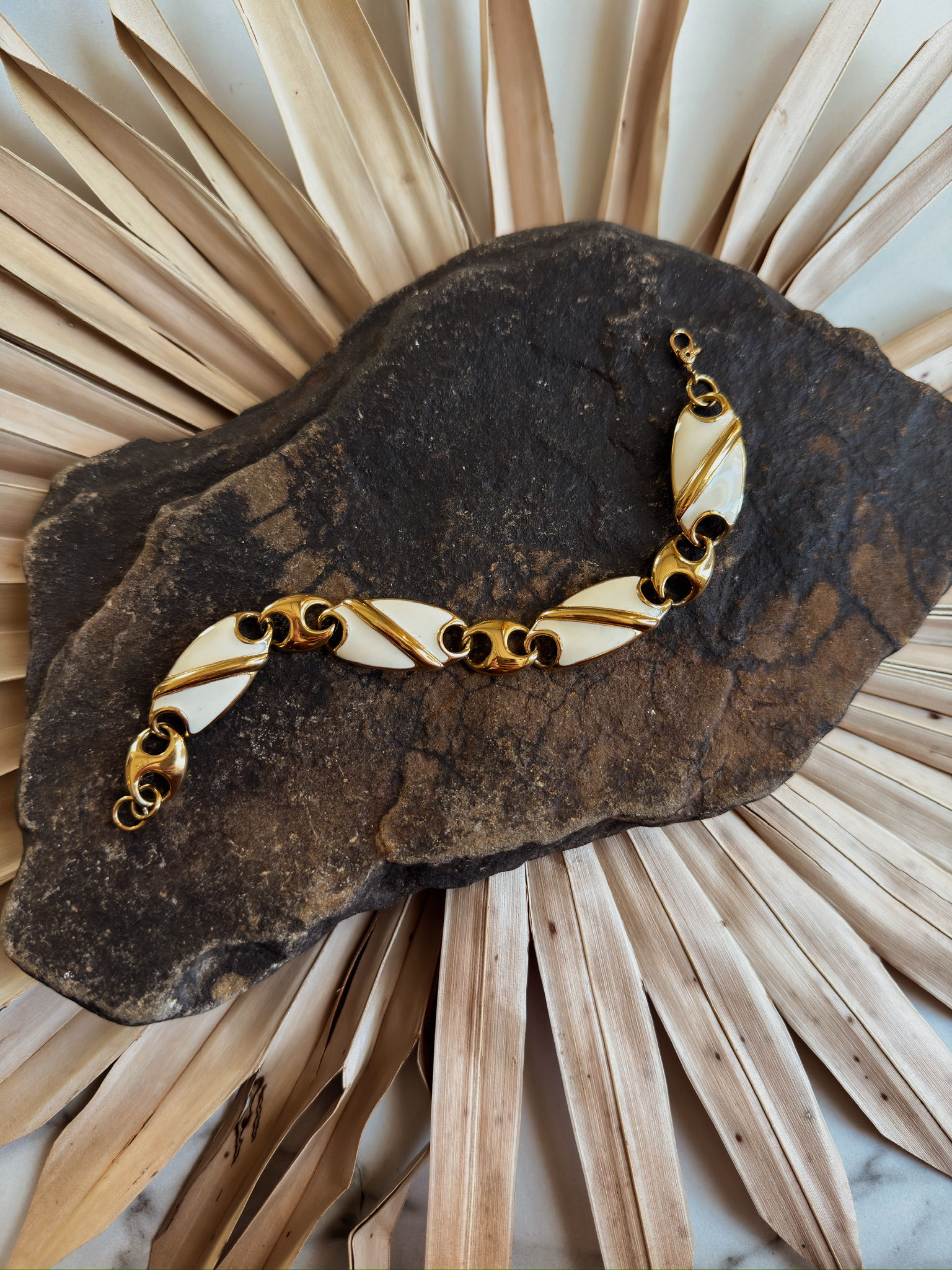 Vintage Cream Enamel Tennis Bracelet