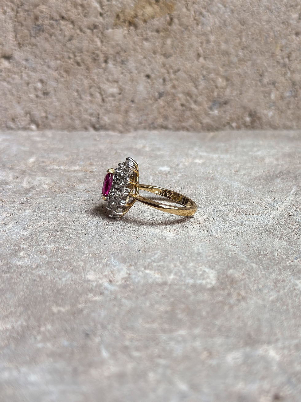 Thumbnail: 14KT HGE Vintage Pink Starburst Ring - Size 7