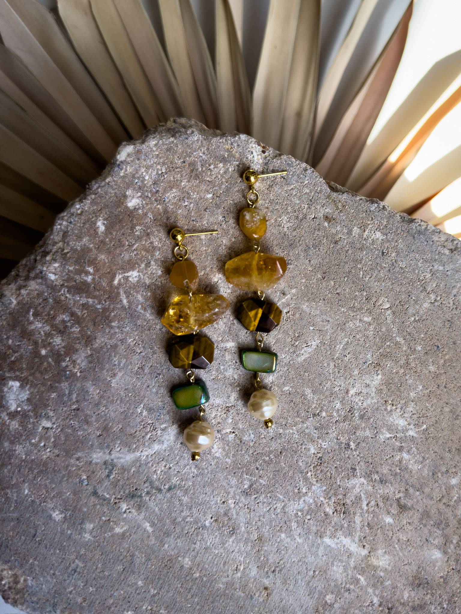 Honey Glow Gemstone Drop Earrings (OOAK)